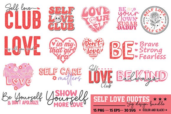 Self Love Quotes SVG, PNG, EPS Bundle 2