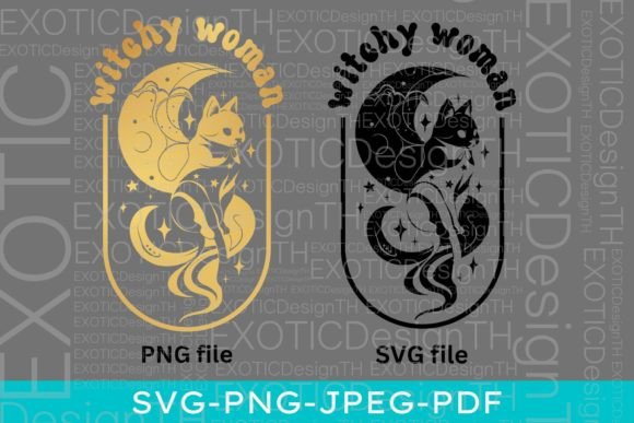 Witchy Woman Celestial Cat Boho Moon SVG Review